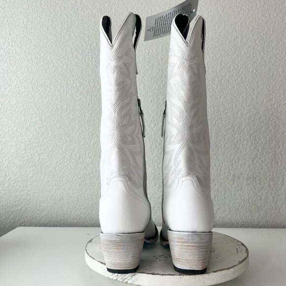 Lane Smokeshow Womens Cowboy Boots 5 White Leather Western Cowgirl Mid Calf Tall - Picture 3 of 11
